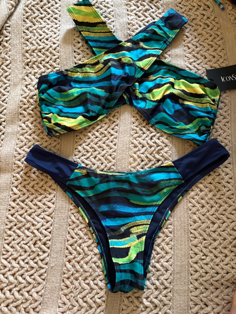 ICON Swim Green & Blue Crisscross Bikini Set